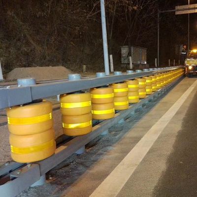 Yellow Traffic Safety Highway Roller Guardrail Steel Barrier with Enhanced Durability