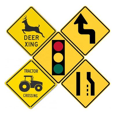 Yellow Display Customized Aluminum Reflective Vinyl Spring Up Road Safety Traffic Sign