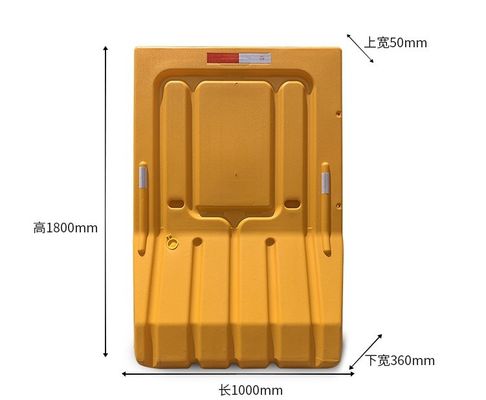 2M PE T Shape Red Yellow Water Filled Plastic Road Traffic Barrier For Road Safety