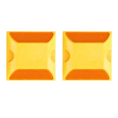 Road Safety Reflective Tape Square Road Stud with Yellow LED Color and 10cm-25cm Size